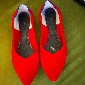 Rothys red point toe flats